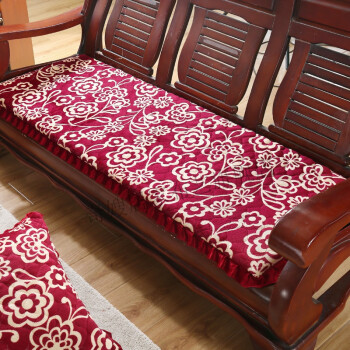 木椅垫子实木红木沙发坐垫西瓜红花开富贵法兰绒单人座5353cm无靠背