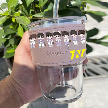 铭汇通时代少年团同款水杯tnt马嘉祺丁程鑫周边学生吸管杯应援玻璃