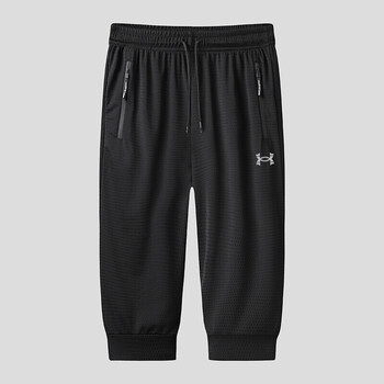安德玛ua官网速干裤夏季薄款冰丝裤子男休闲透气网眼运动裤611黑色七
