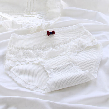 新品 优衣依裤官方网公主款白色#洛丽塔蕾丝边少女内裤学生纯棉裆中腰
