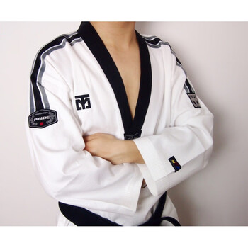 mooto男女款纯棉全棉成人夏季跆拳道服衣服跆拳教练表演黑色品势 180