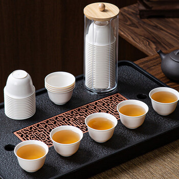 星坊一次性功夫茶杯60ml小茶杯高档耐热品茗茶杯100只+杯架