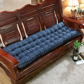 垫子坐垫老式木质三人座垫沙发垫格调蓝厚度约8厘米2个单人垫一个