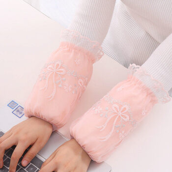 诺贝宜袖套女孩韩版蕾丝公主双层网纱冬季儿童学生少女套袖防污可爱