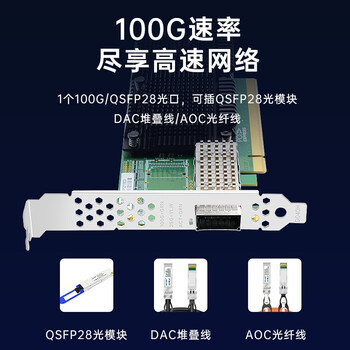 EB-LINK intel E810芯片PCI-E X16 100G单口光纤网卡QDA1BLK服务器网络适配器QSFP28单端口