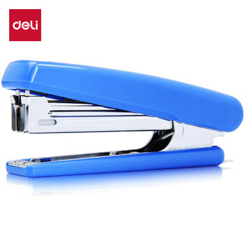 得力（deli）(deli)10#耐用订书机/订书器 尾部自带起钉器 蓝色