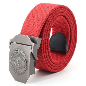 ciep军迷帆布腰带男女士青年皮带国徽自动扣户外高端休闲裤带帆布皮带