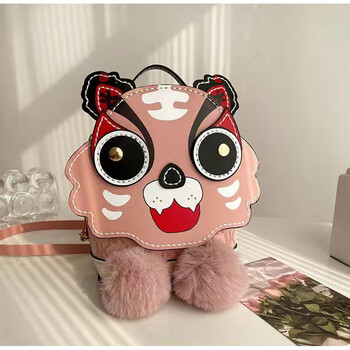 diy手工编织包包网红卡通老虎双肩包斜跨包送女友礼物材料包卡其棕单