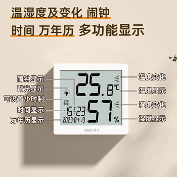 得力(deli)室内温湿度计老人儿童礼物生日礼品 一秒一测闹钟整点报时电子 智能感应背光 婴儿房 白色 8846 得力(deli)室内温湿度计老人儿童礼物生日礼品 一秒一测闹钟整点报时电子 智能感应背光 婴儿房 白色 8846