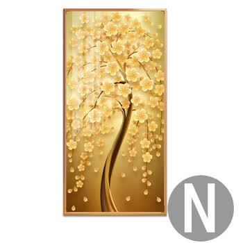 落月屋梁黄金大道入门玄关装饰画黄金满地竖版走廊过道壁画客厅简约
