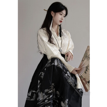 棉逸纪2023年新款女清冷感新中式女装马面裙通勤汉服