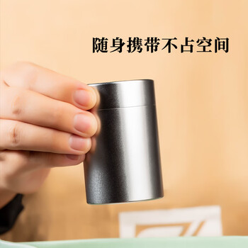 逸居客（YIJUKE）双盖便携茶叶罐小号密封茶叶盒铝合金茶罐茶叶分装盒