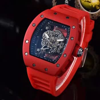 理查德米勒（richard Mille）同款透视公牛镂空机械黑武士男士手表个性硅胶带创意休闲潮 红色【图片 价格 品牌 报价】 京东 