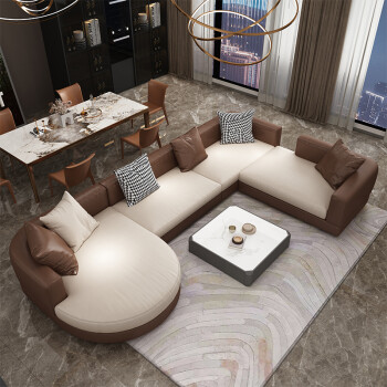 风布艺现代简约客厅北欧弧形布沙发单长双贵妃长35米左右可选可选棉麻