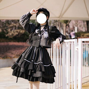 impresswit公主风哥特式洛丽塔暗黑系lolita连衣裙反光条jsk萝莉洋装