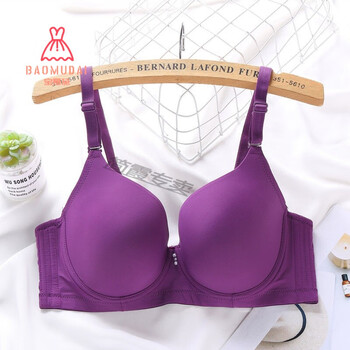 宝慕黛200斤胖mm大码女士光面款收副乳调整内衣色无痕文胸d杯紫色3885