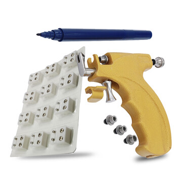 穿耳器耳洞枪耳骨钉打耳枪专用打耳钉枪纯银送家人黄枪12对钉光面银色