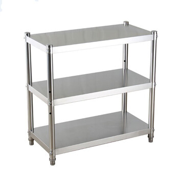 竹特 不锈钢货架201 三层 长90宽40高80cm 多功能仓库厨房置物架储藏