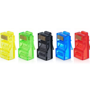 恒德升 超五类水晶头 CAT.5E千兆网络 RJ45接口电脑网线连接头 30U镀金工程款 绿色100个罐装