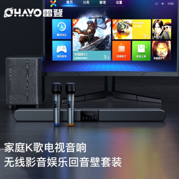 雷登(OHAYO) H10家庭ktv音响套装5.1环绕音回音壁客厅投影仪电视家庭影院K歌唱歌卡拉OK设备长条蓝牙音箱 【影院+K歌】+低音炮+双话筒