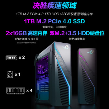 ROG魔霸X 2024电竞游戏台式机电脑主机(14代i7-14700KF 32G 1TB SSD RTX4070S 12G)