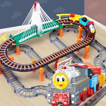 【含七色灯光桥】立昕托马斯小火车双层电动轨道车大号儿童玩具车和谐