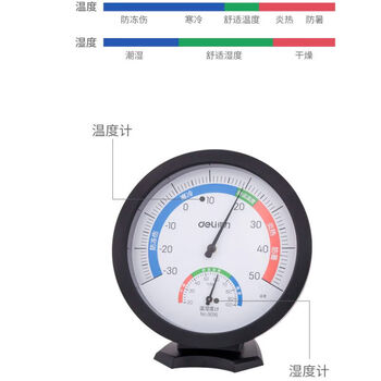 得力(deli) 9016室内外温湿度计家用温度计可悬挂可摆放有底座温度计 黑色1台装 得力(deli) 9016室内外温湿度计家用温度计可悬挂可摆放有底座温度计 黑色1台装