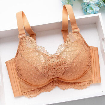 加厚内衣女上托收副乳罩无钢圈防下垂文胸2021年新款艾优金色3885a