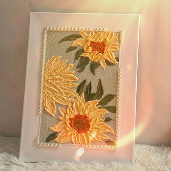 向日葵立体肌理花朵 diy水仙花手工填充石英砂涂鸦装饰画闺蜜情侣礼物