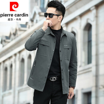 皮尔卡丹高端品牌男装2022春季新款男士夹克中年爸爸短款休闲薄款翻领