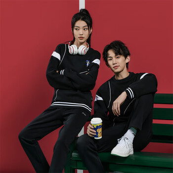 李宁（LI-NING）乒乓球服无帽卫衣运动服套装团购男女同款 黑色 XXL 