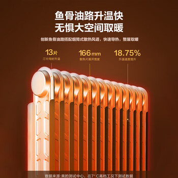 美的美的 取暖器电暖器烤火炉油汀13片家用办公室干衣2200W恒温 NYX-G1