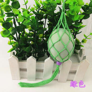 立夏蛋兜diy材料包端午节五彩鸡蛋鸭蛋挂脖蛋网蛋袋手工编织挂袋 绿色