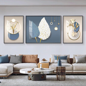 罗蒙卡帝现代简约客厅装饰画沙发背景墙挂画羽毛壁画 背景晶瓷画装饰