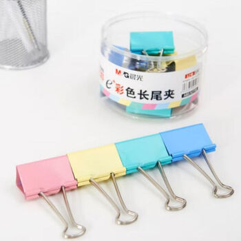 晨光(M&G)文具ABS92738  1号50mm  彩色长尾夹 大号金属票据夹 Eplus系列办公燕尾夹 12个/盒 5盒