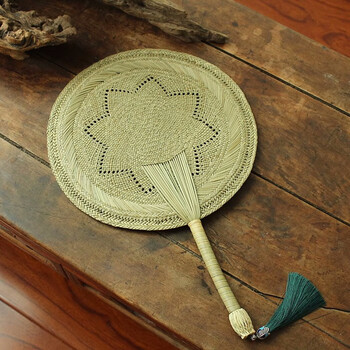 君吻蒲扇中国风手工扇汉服古风手摇纳凉老式扇子宝宝驱蚊草编流苏圆形