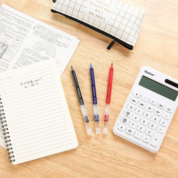 晨光（M&G）红色0.5mm学生大容量中性笔办公全针管签字笔三角笔杆水笔AGPV3401C 12支装