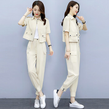 mdug素订棉麻时尚休闲套装女上衣两件套套装裤子2023年夏装新款夏品牌