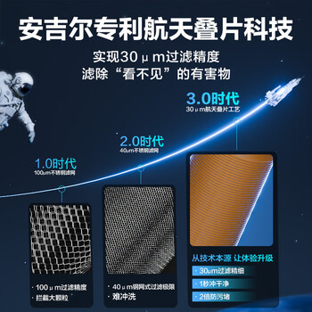 安吉尔前置过滤器家用入户自动反冲洗防爆6T大通量30微米精滤仿鳃叠片式抗污旋转冲净水器J3423-SDG-4000