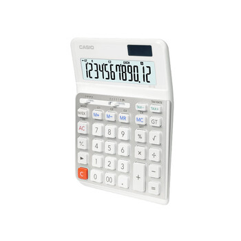 卡西欧（CASIO）3度人体工学计算器DE-12E 台式办公计算器人体工学阶梯按键