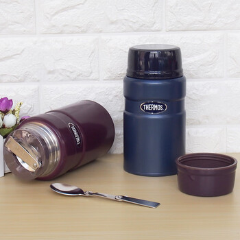 膳魔师（THERMOS）焖烧杯720ml 防滑硅胶底 保温保冷大容量焖烧杯 TCLF-720S哑光黑