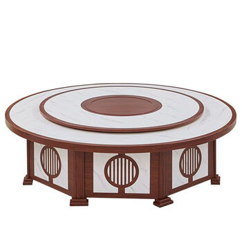 酒店餐桌电动大圆桌椅组合10人20人饭店包厢火锅圆桌自动转盘中式 手