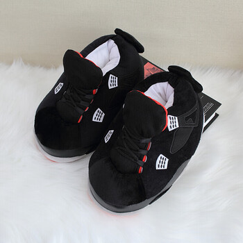 恶搞aj棉拖鞋男女冬胖胖a锥j毛绒毛毛鞋冬季沙雕搞怪椰子大棉鞋a4黑色