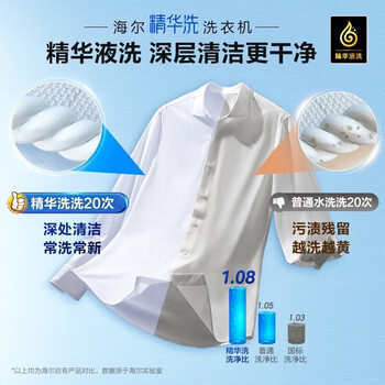 海尔（Haier）精华洗2.0直驱变频滚桶洗衣机058全自动10KG一级能效除菌除螨家用洗衣机 G10058BD12S 企业业务