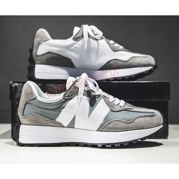 ling国潮2023春秋酷跑nb327情侣运动鞋男子帆布鞋小蛮腰女鞋327灰白35