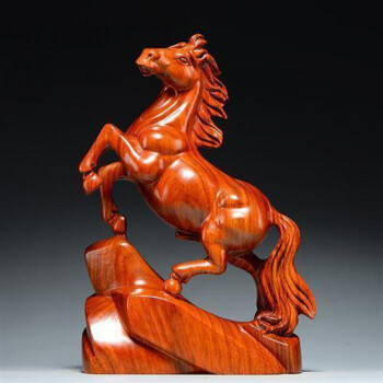 家里的装饰品工艺品红花梨木雕马摆件马到成功实木质红马办公桌面工艺