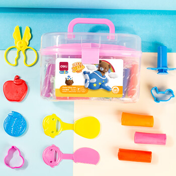 得力(deli)24色橡皮泥 手工DIY玩具彩泥套装非轻型粘土黏土太空沙彩泥 儿童开学毕业文具生日礼物 粉色