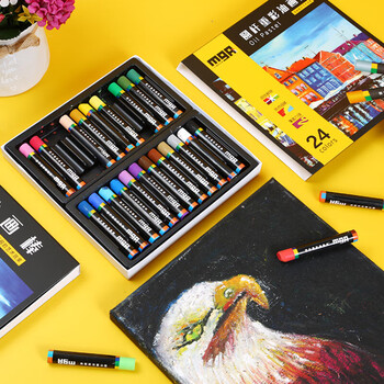 晨光（M&G）重彩油画棒儿童安全蜡笔可水洗涂鸦圆杆学生美术绘画套装涂色ZGM91134 24色/盒