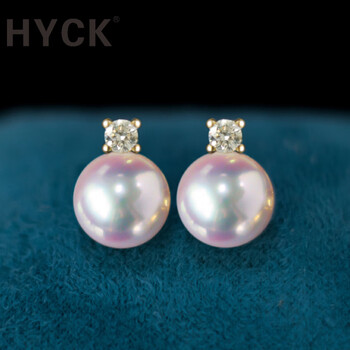 aoya耳环王妃珍珠耳钉镶嵌  莫桑*钻 aoya珍珠 657mm【图片 价格 品牌