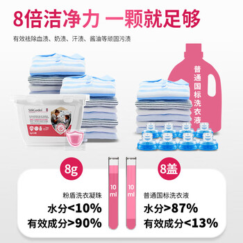 蔬果园 三效合一除螨除菌持久留香 粉盾柔护香水洗衣凝珠 8g*52颗*2盒